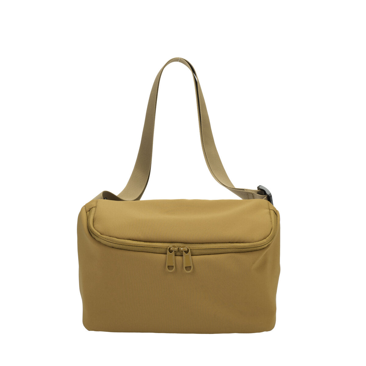 Lightweight Recycled Nylon Flap Crossbody Bag – Eco-Friendly Dual-Zip Shoulder Purse