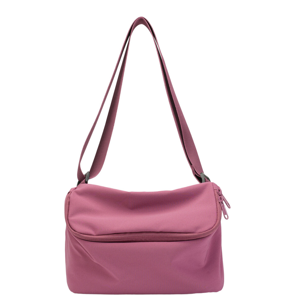 Lightweight Recycled Nylon Flap Crossbody Bag – Eco-Friendly Dual-Zip Shoulder Purse