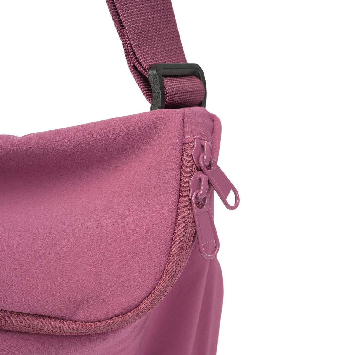 Lightweight Recycled Nylon Flap Crossbody Bag – Eco-Friendly Dual-Zip Shoulder Purse