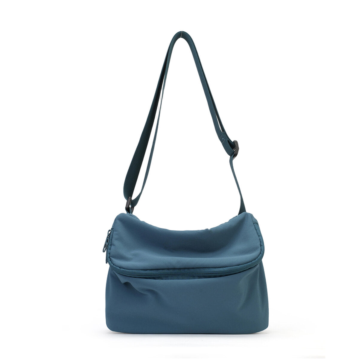 Lightweight Recycled Nylon Flap Crossbody Bag – Eco-Friendly Dual-Zip Shoulder Purse