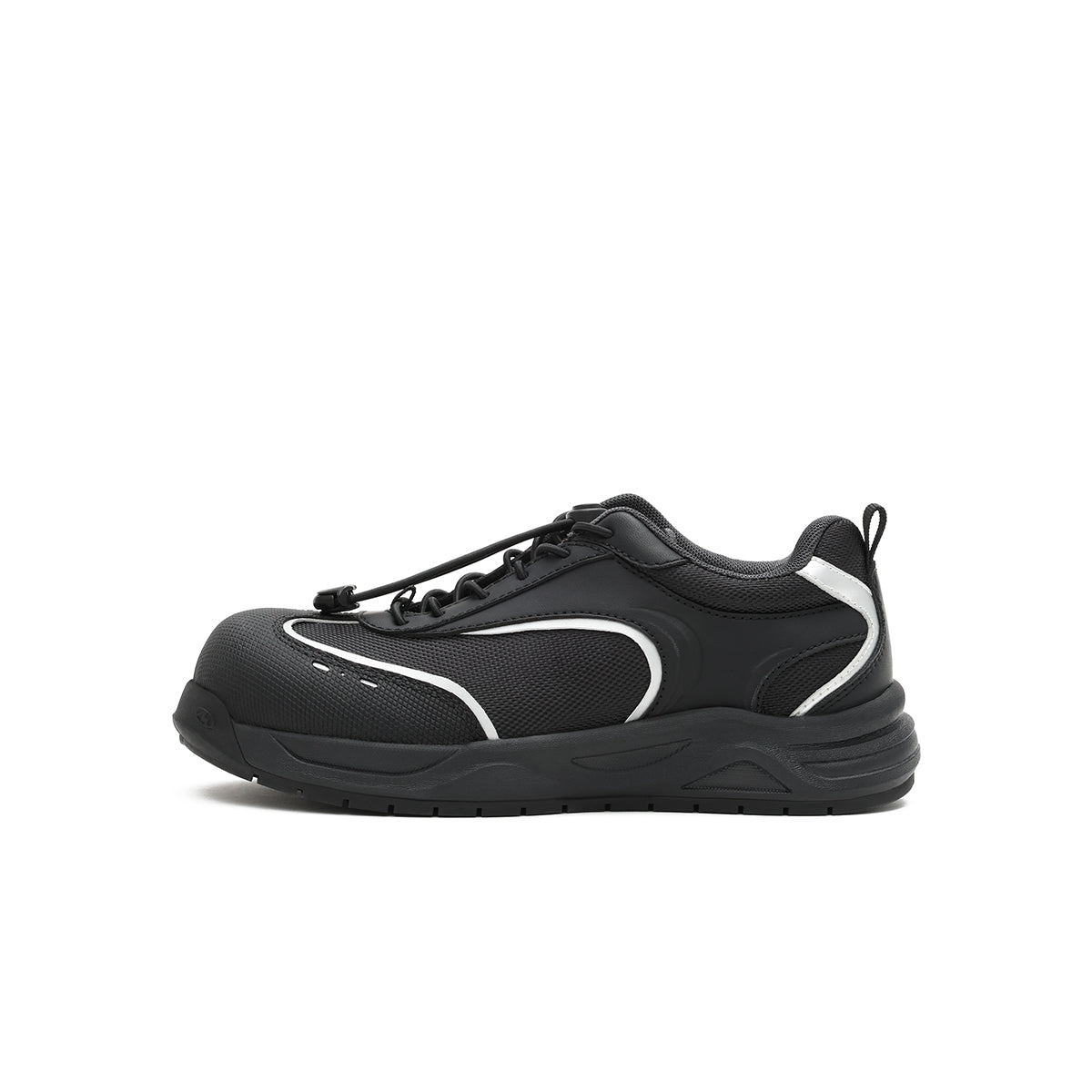 lightweight round toe running sneakers all black 1