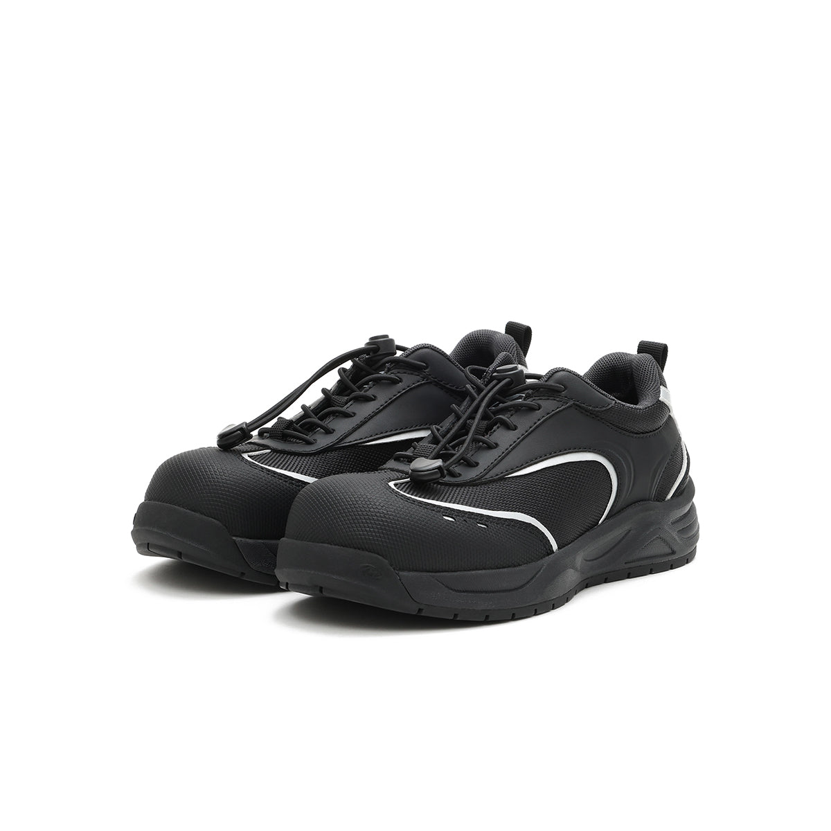 lightweight round toe running sneakers all black 2