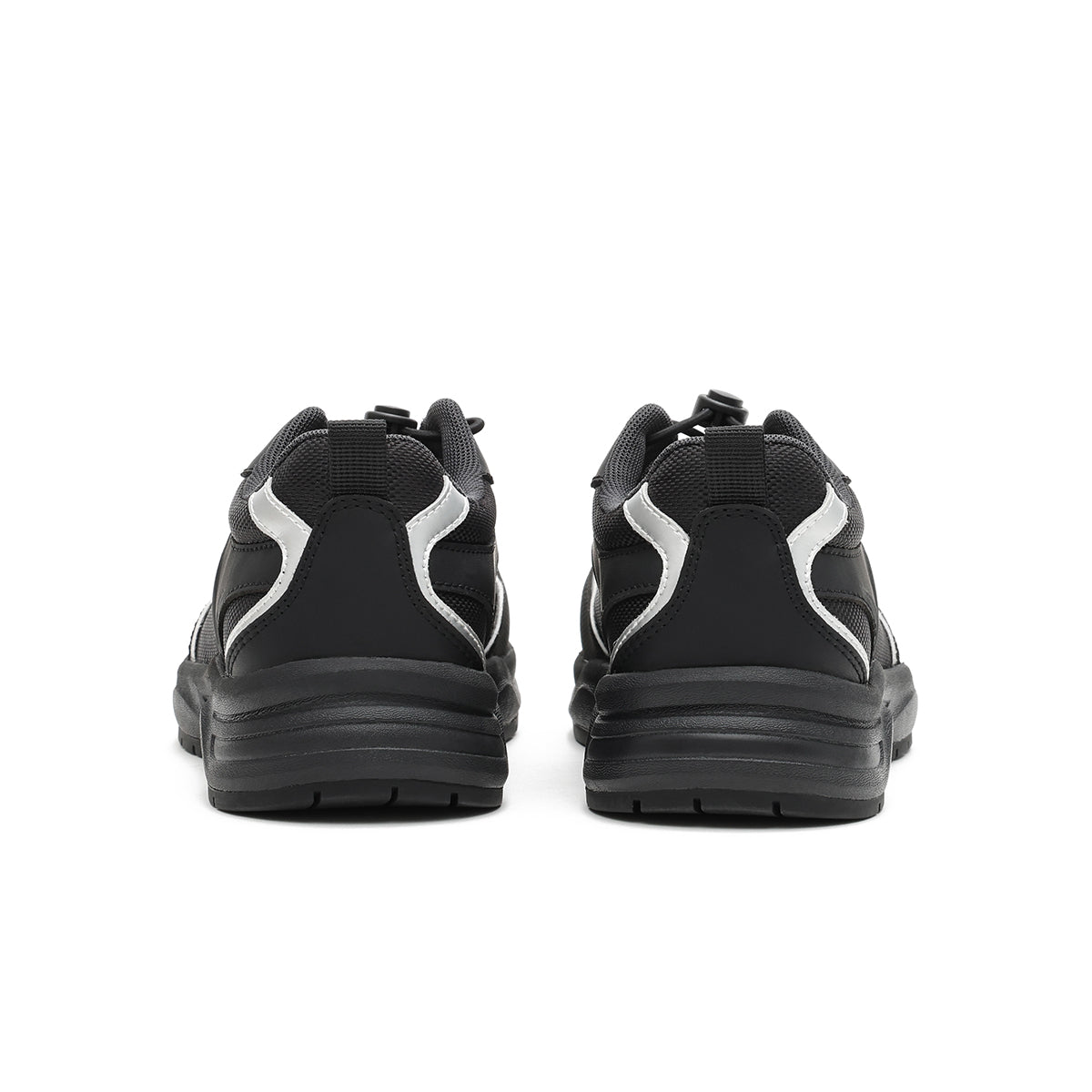 lightweight round toe running sneakers all black 3