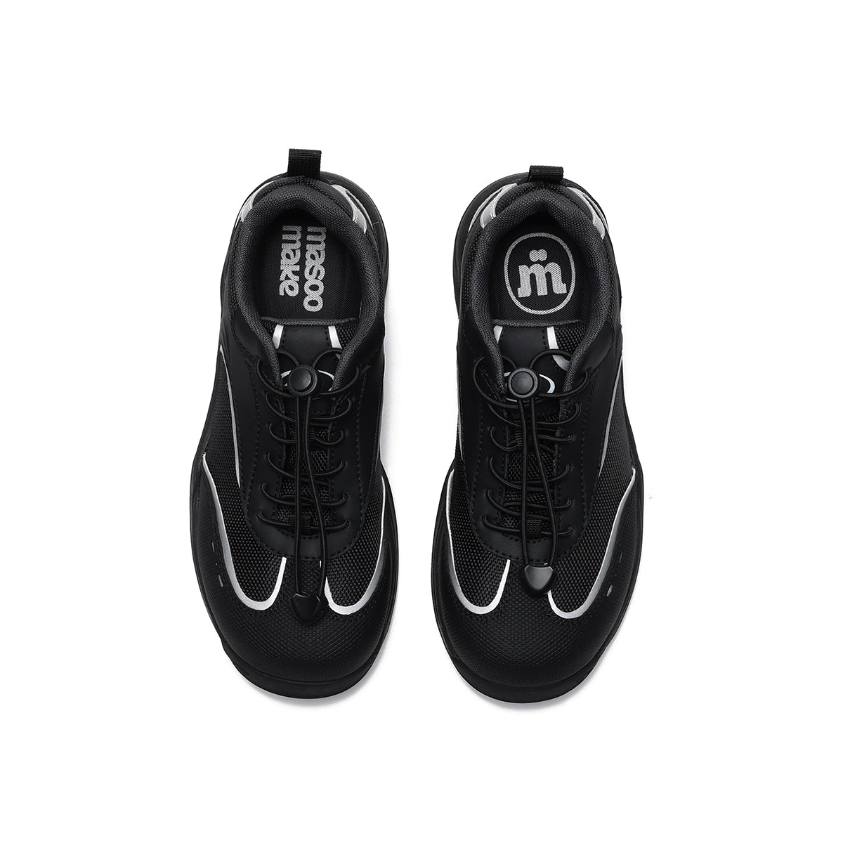 lightweight round toe running sneakers all black 5