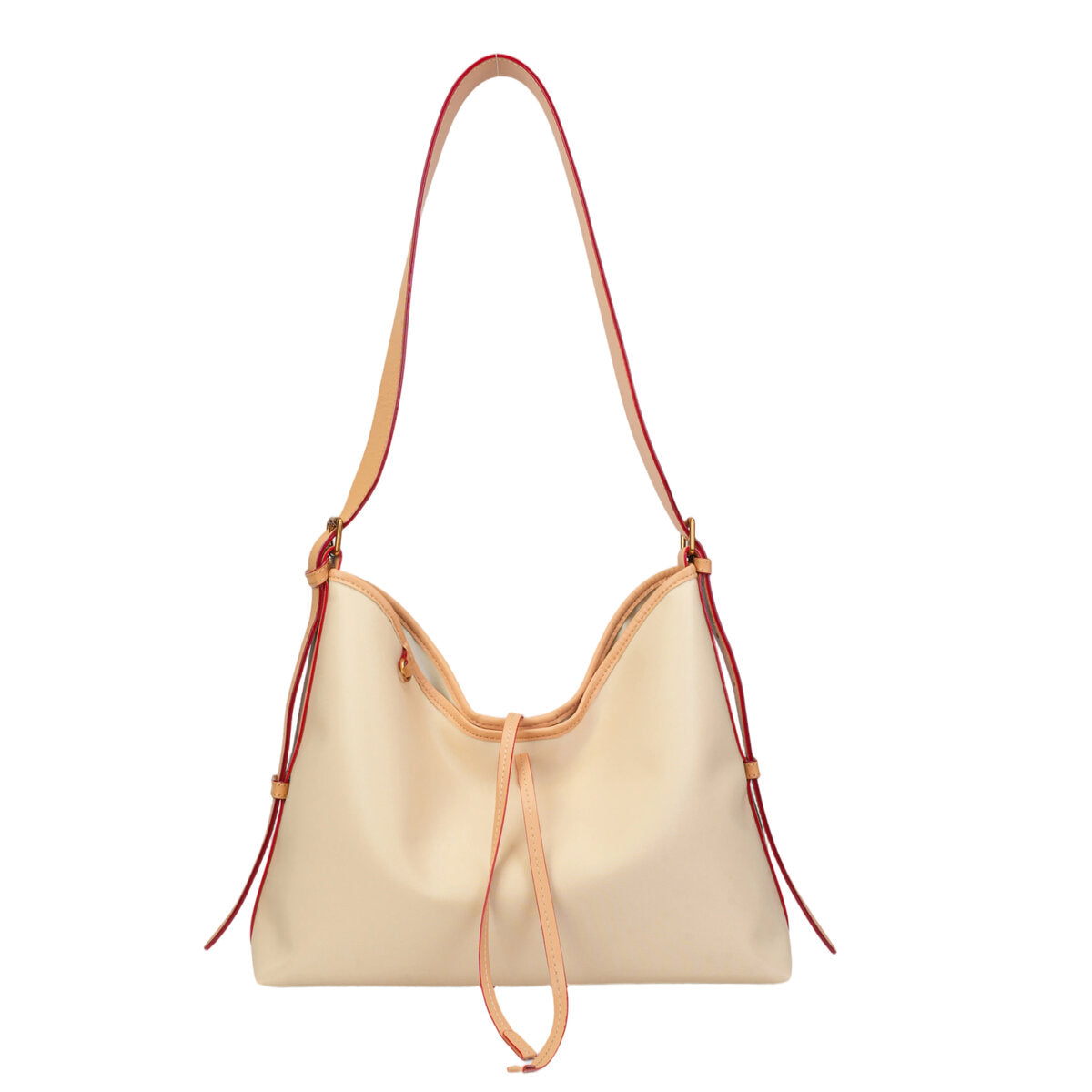 Colorblock Water-Resistant Hobo Tote Bag with Leather Trim