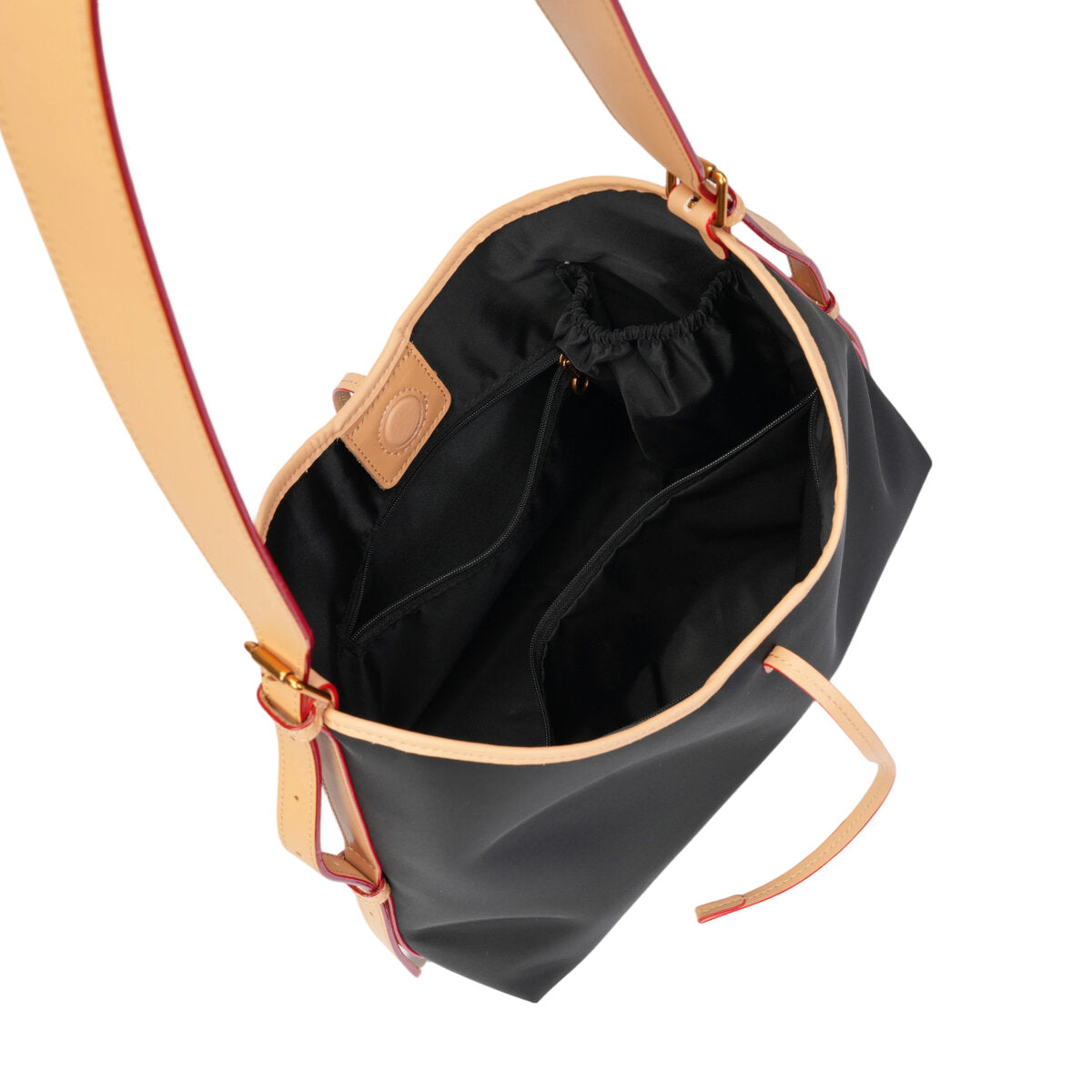 Colorblock Water-Resistant Hobo Tote Bag with Leather Trim