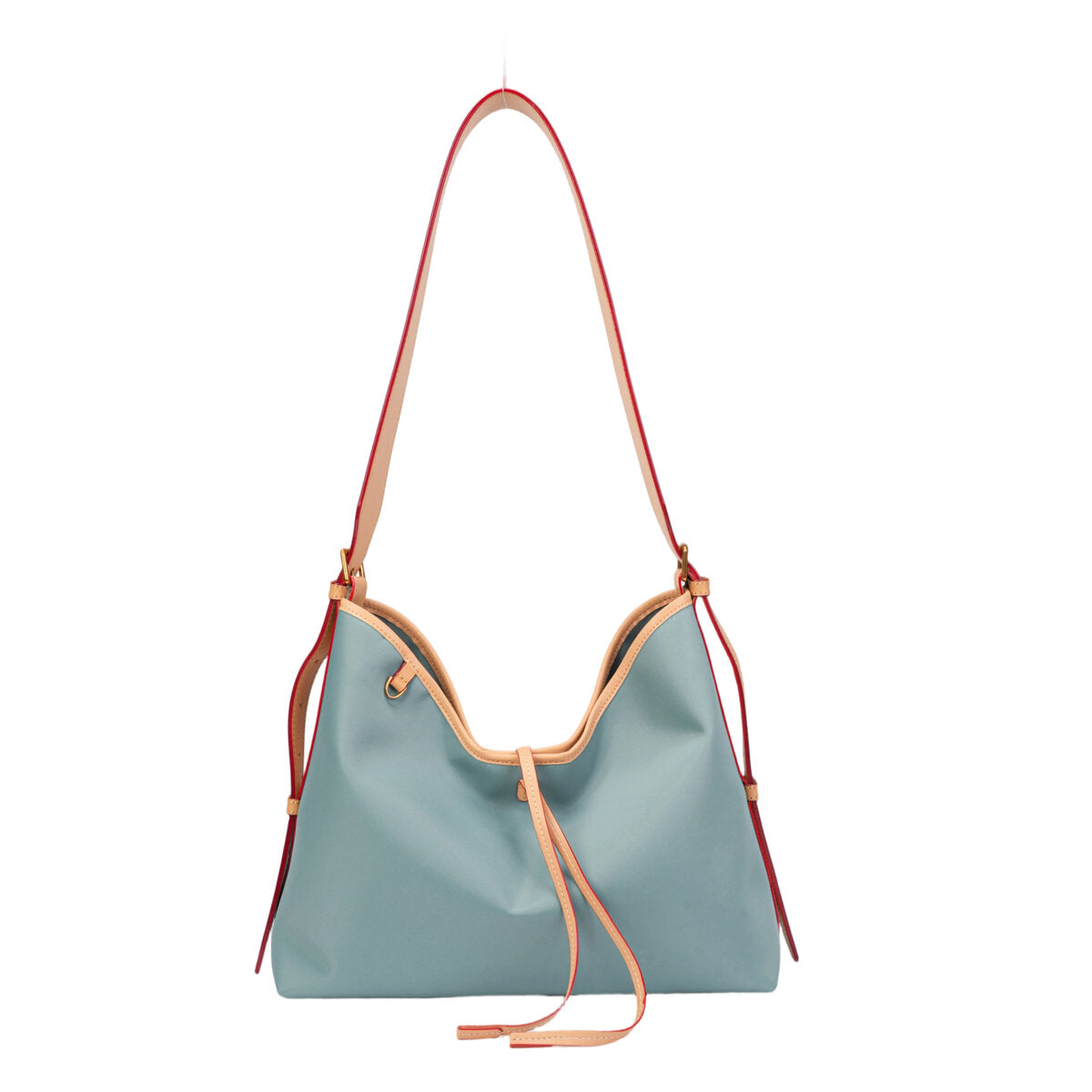 Colorblock Water-Resistant Hobo Tote Bag with Leather Trim