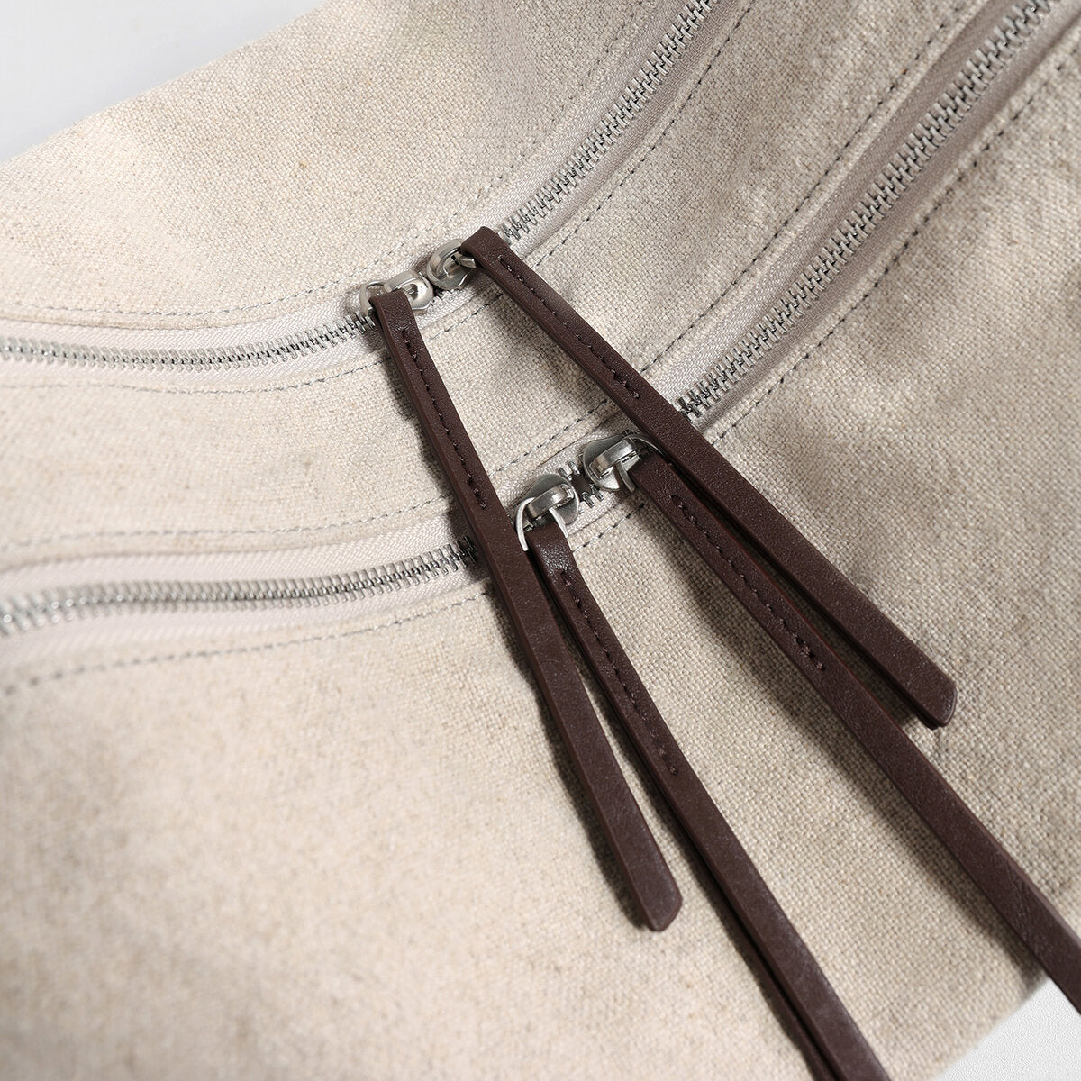 Linen Pillow Shoulder Bag – Slouchy Silhouette with Adjustable Leather Strap