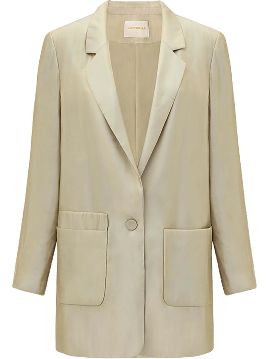 Liquid Sheen Luxe Champagne Oversized Blazer - 0cm