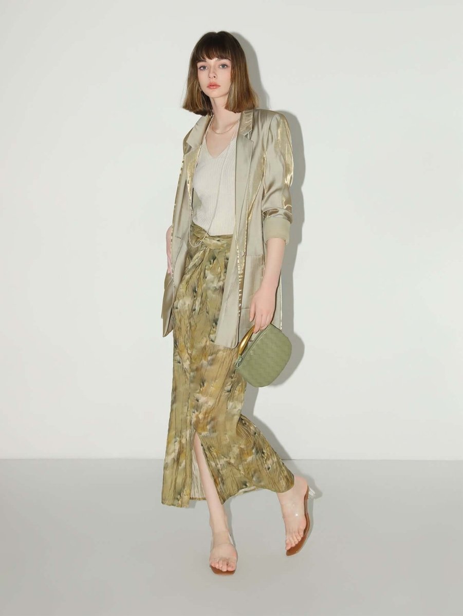 Liquid Sheen Luxe Champagne Oversized Blazer - 0cm