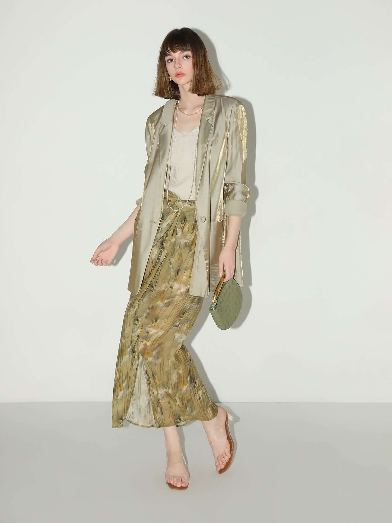 liquid sheen luxe champagne oversized blazer all champagne 2