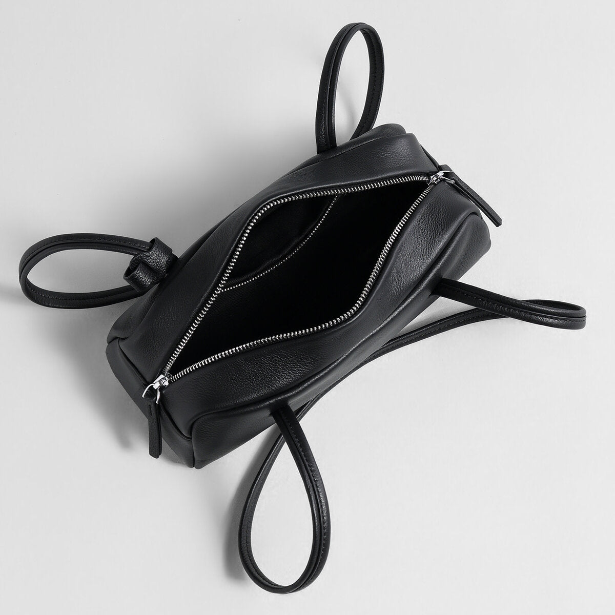 Litchi-Grain Leather Baguette Bag – Structured Cylinder Shoulder Bag with Dual Carry Straps
