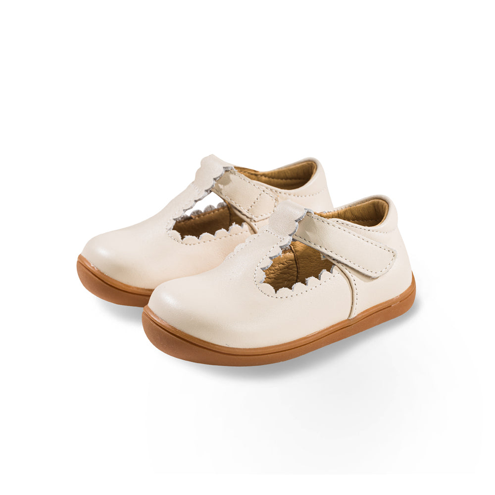 little princess pre walker t bar shoes all cream 2