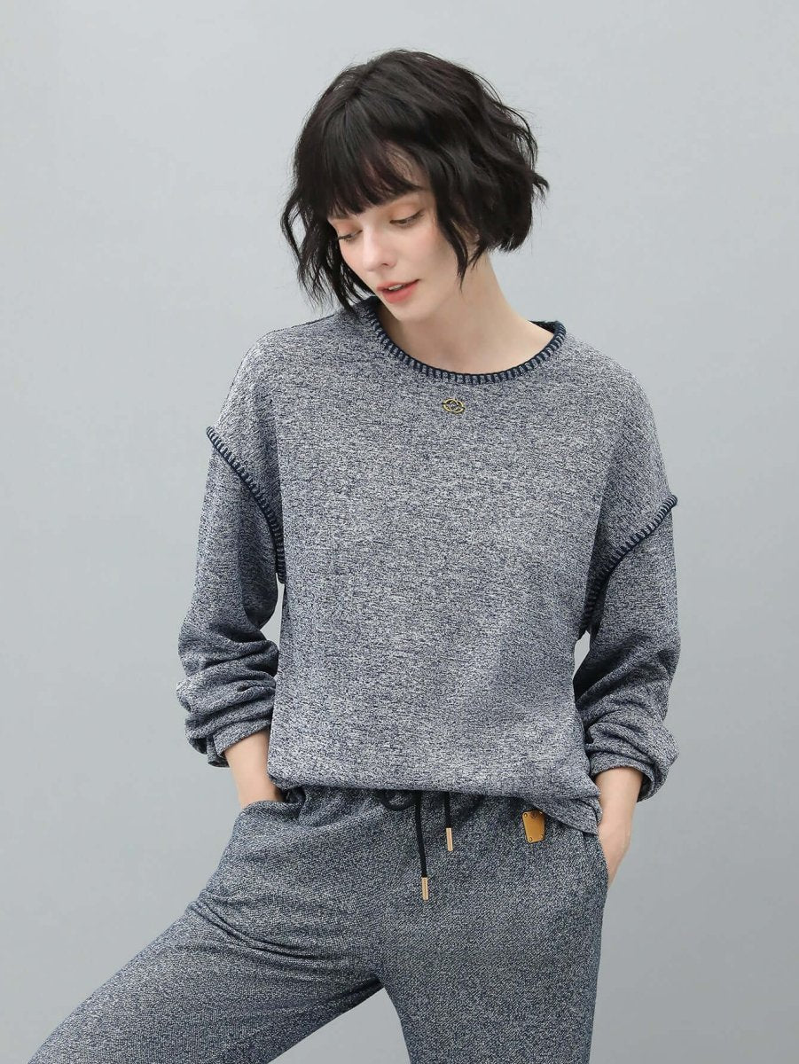 long sleeve tee with contrast stitching all grey 3