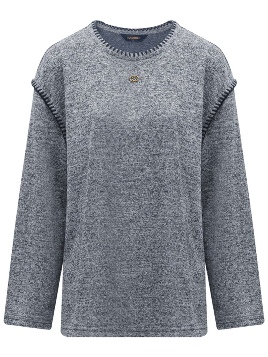long sleeve tee with contrast stitching all grey 4