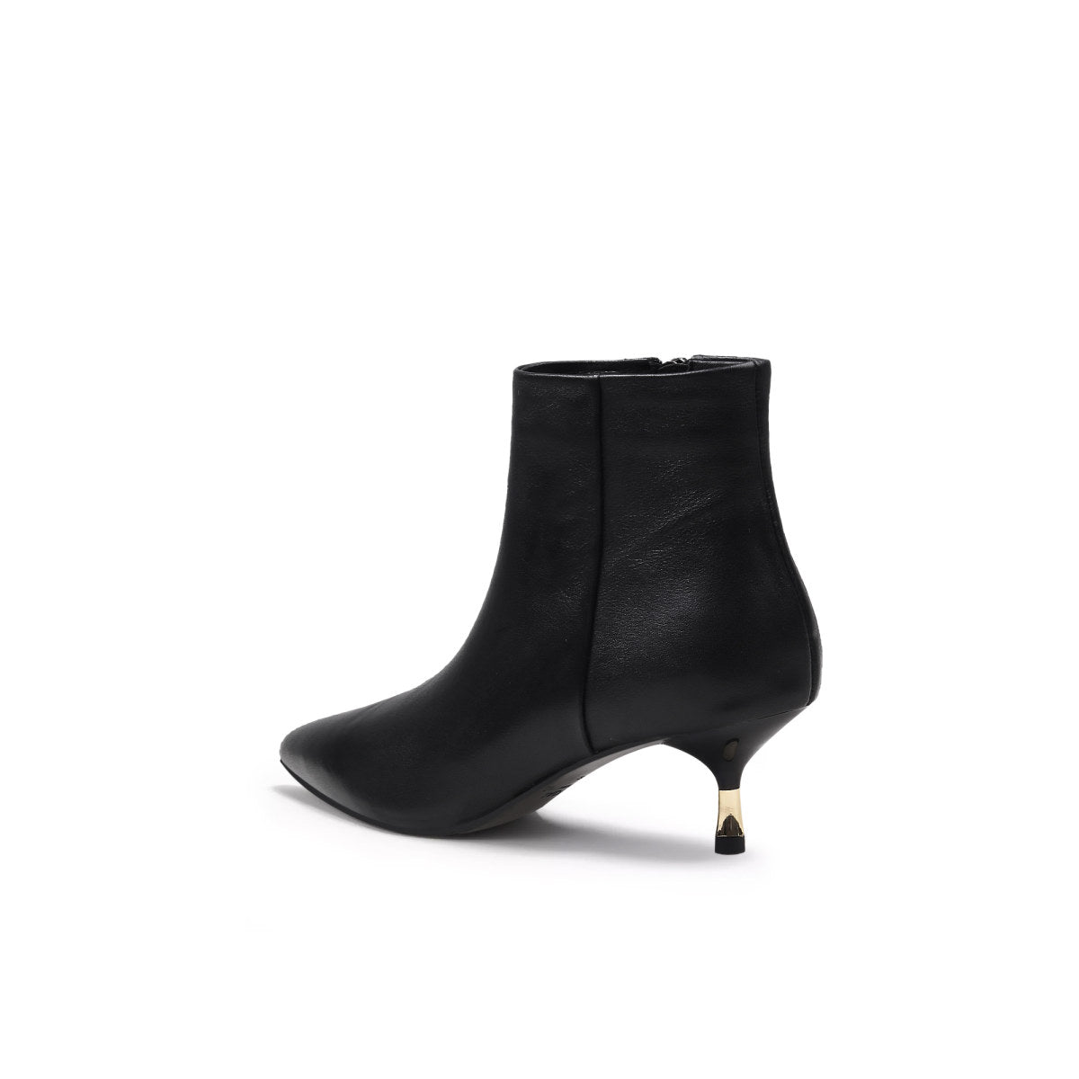 low ankle leather boots with metallic heels all black 4
