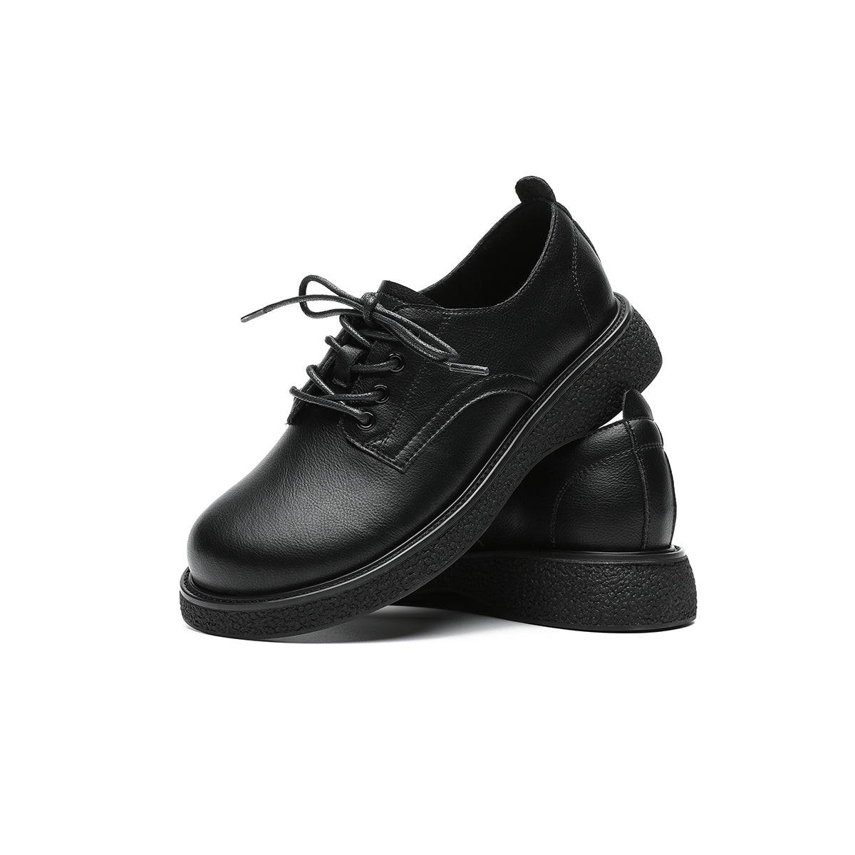 low cut black leather shoes all black 3