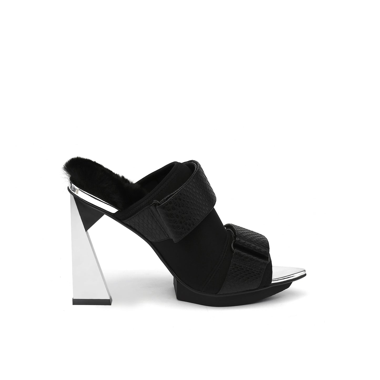 low platform mules all black 3