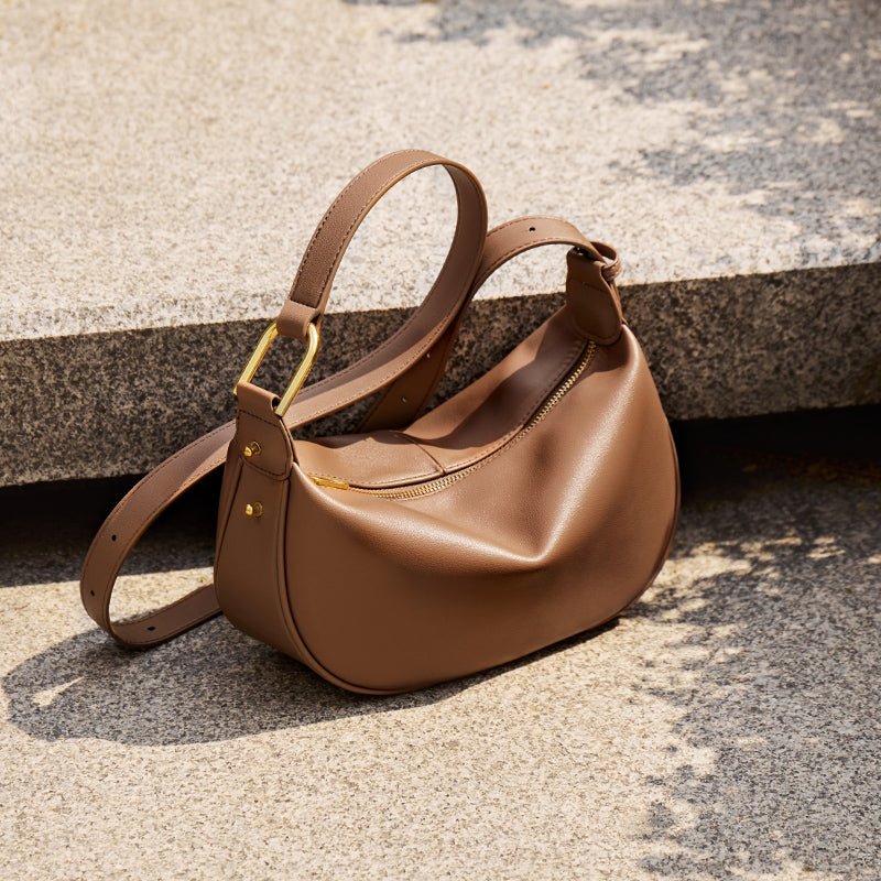 Luna Crescent Leather Shoulder Crossbody Bag