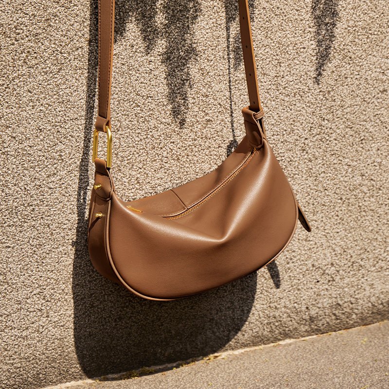 Luna Crescent Leather Shoulder Crossbody Bag