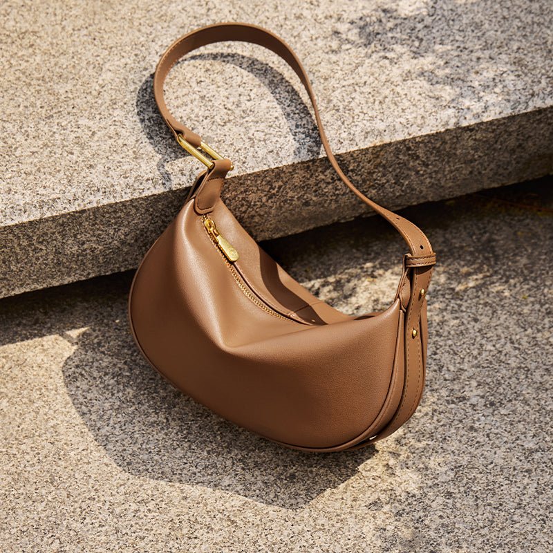 Luna Crescent Leather Shoulder Crossbody Bag