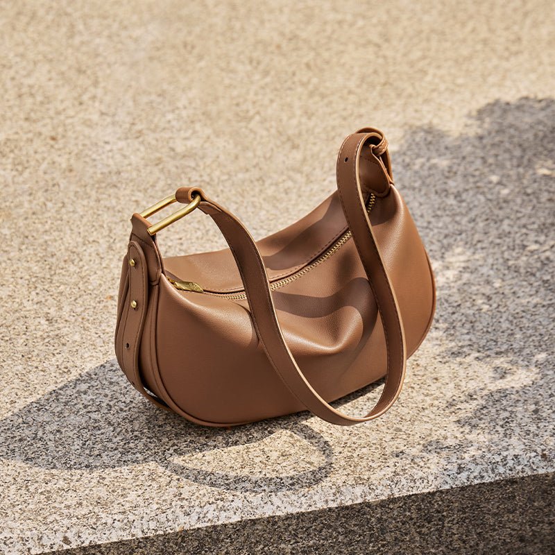 Luna Crescent Leather Shoulder Crossbody Bag