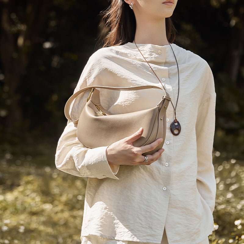 Luna Crescent Leather Shoulder Crossbody Bag