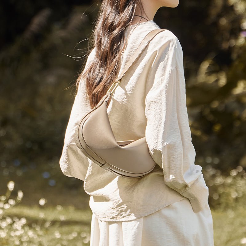 Luna Crescent Leather Shoulder Crossbody Bag