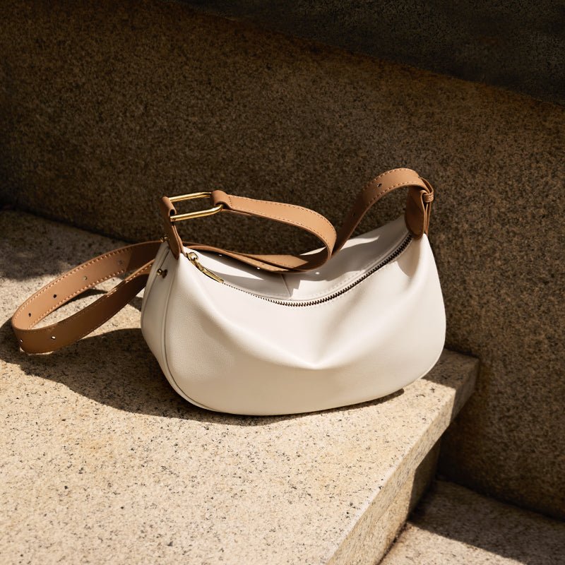 Luna Crescent Leather Shoulder Crossbody Bag