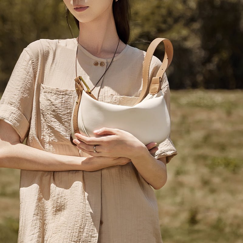 Luna Crescent Leather Shoulder Crossbody Bag