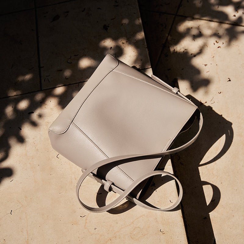 Luxe Genuine Leather Bucket Tote Shoulder Bag
