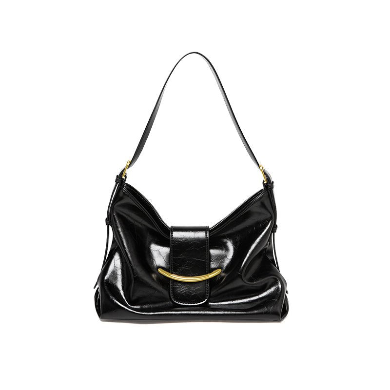 Luxe Glossy Hobo Shoulder Bag