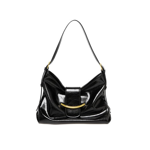 Luxe Glossy Hobo Shoulder Bag