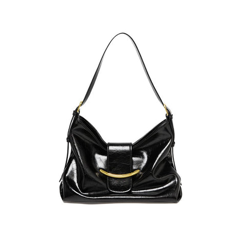 Luxe Glossy Hobo Shoulder Bag