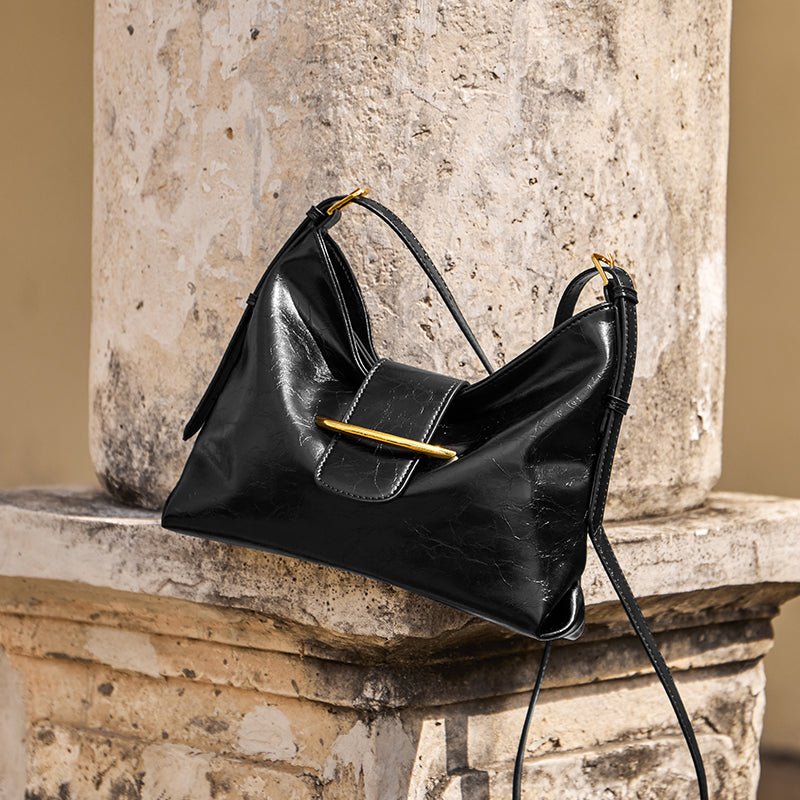 Luxe Glossy Hobo Shoulder Bag