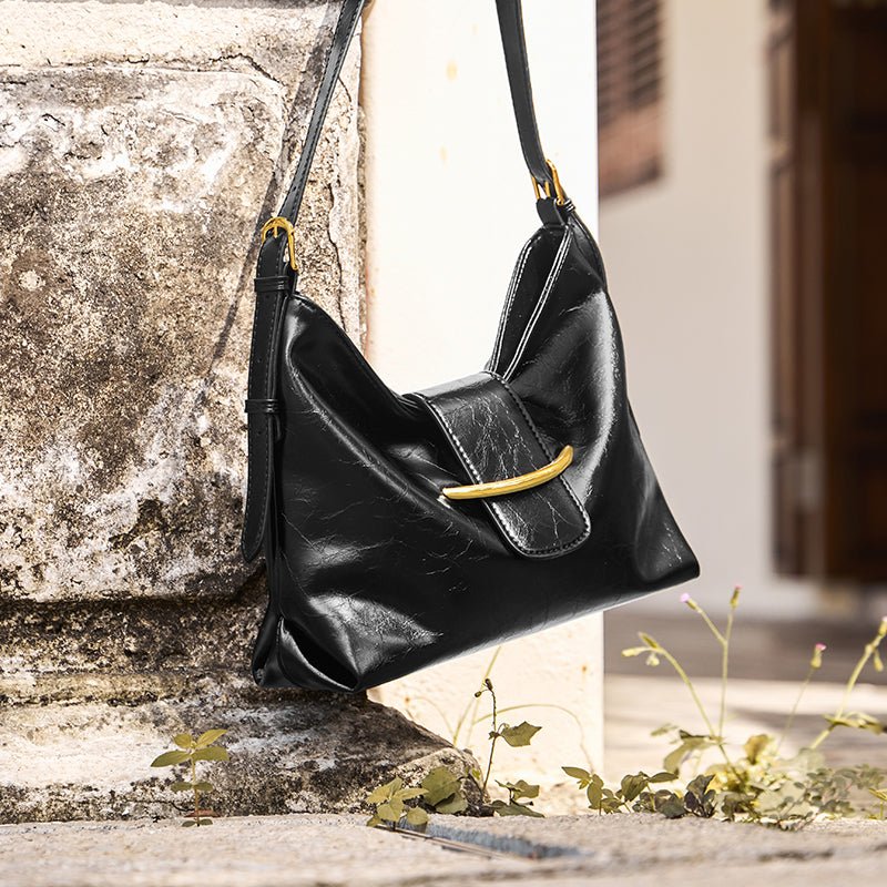 Luxe Glossy Hobo Shoulder Bag