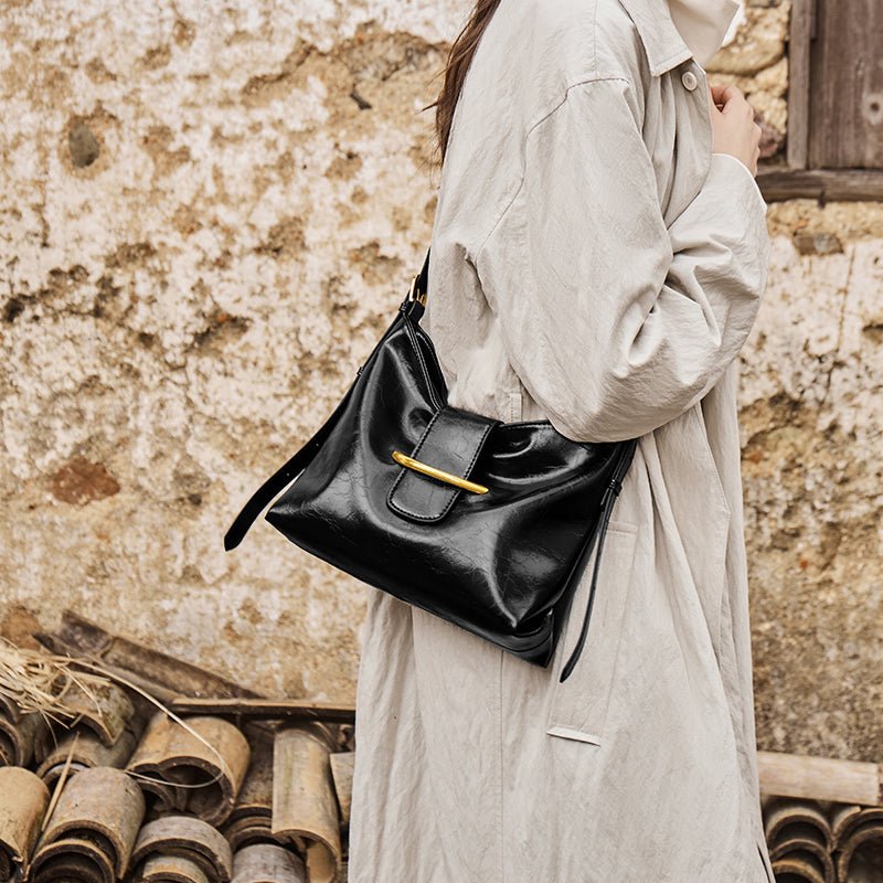Luxe Glossy Hobo Shoulder Bag