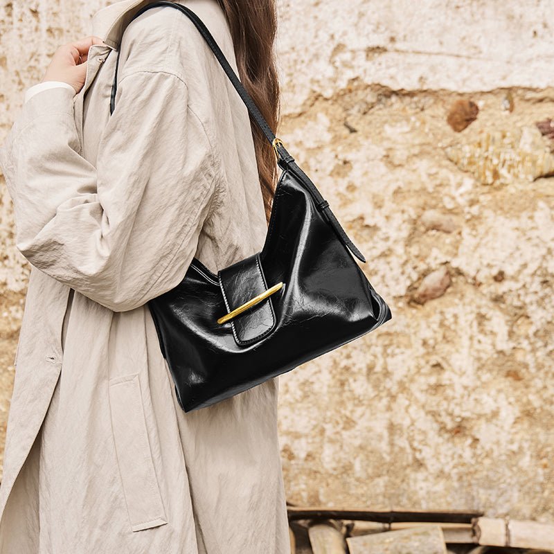 Luxe Glossy Hobo Shoulder Bag