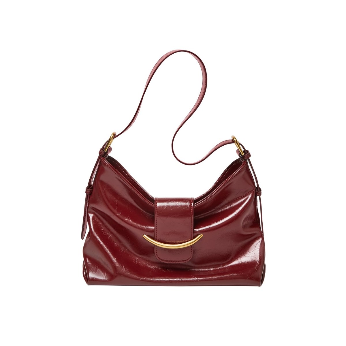 Luxe Glossy Hobo Shoulder Bag