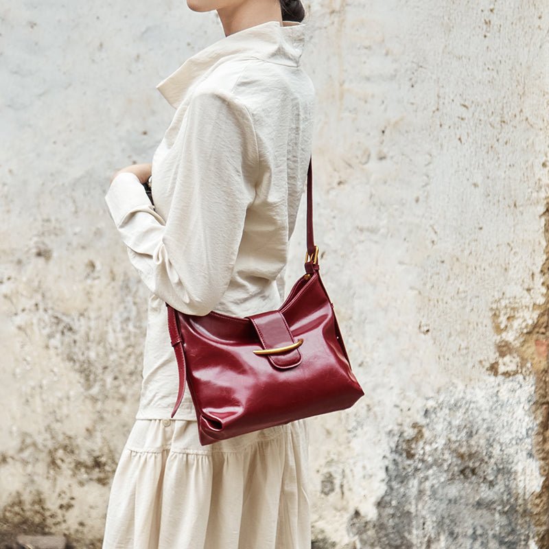 Luxe Glossy Hobo Shoulder Bag