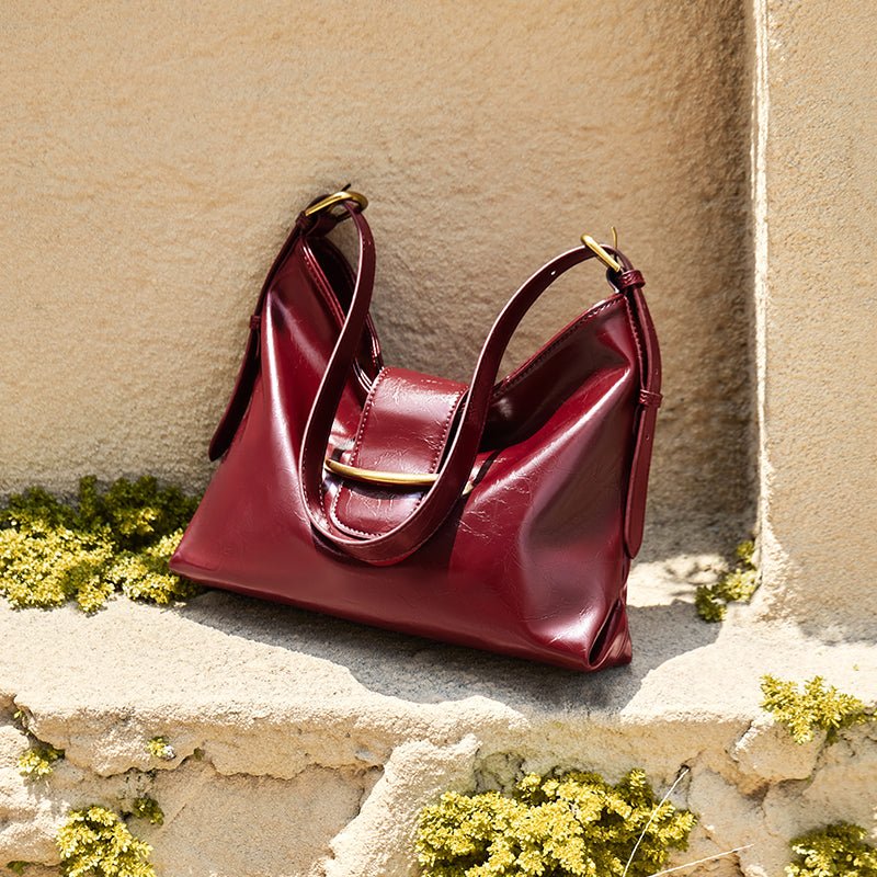 Luxe Glossy Hobo Shoulder Bag