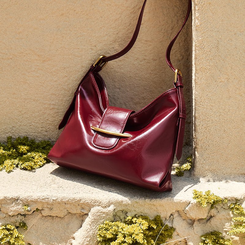 Luxe Glossy Hobo Shoulder Bag