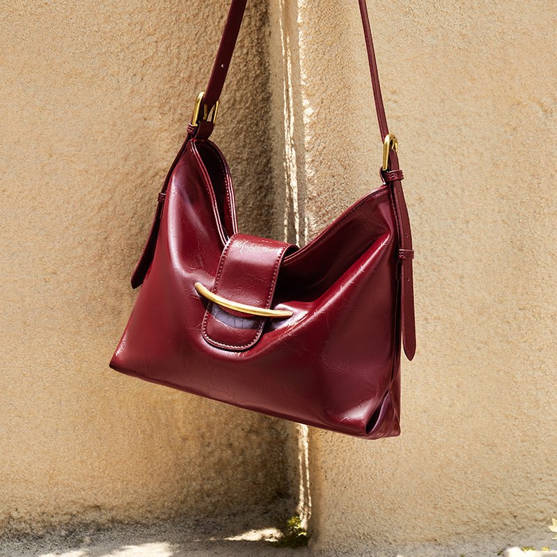 Luxe Glossy Hobo Shoulder Bag