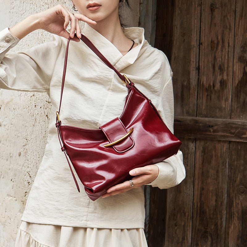 Luxe Glossy Hobo Shoulder Bag