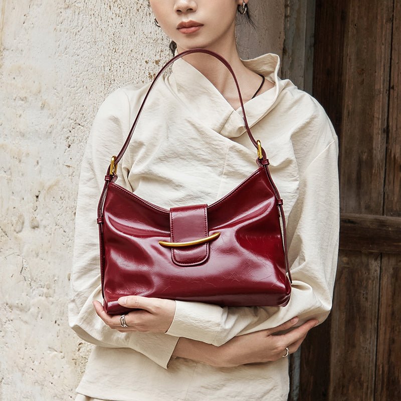 Luxe Glossy Hobo Shoulder Bag