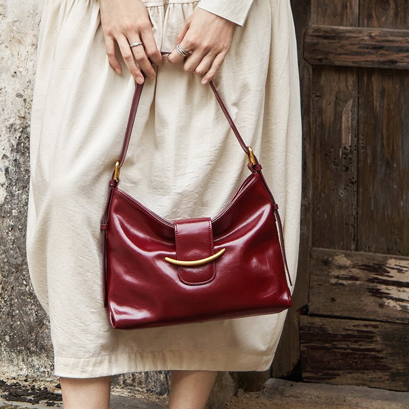 Luxe Glossy Hobo Shoulder Bag