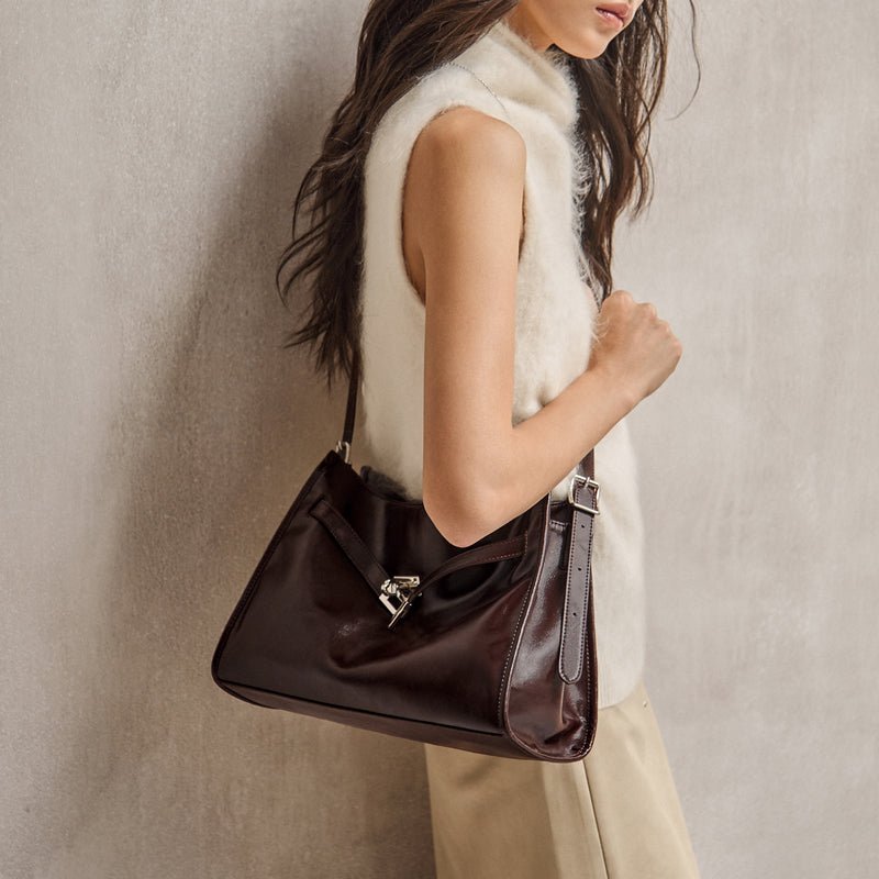 Luxe Slouch Lock Shoulder Bag