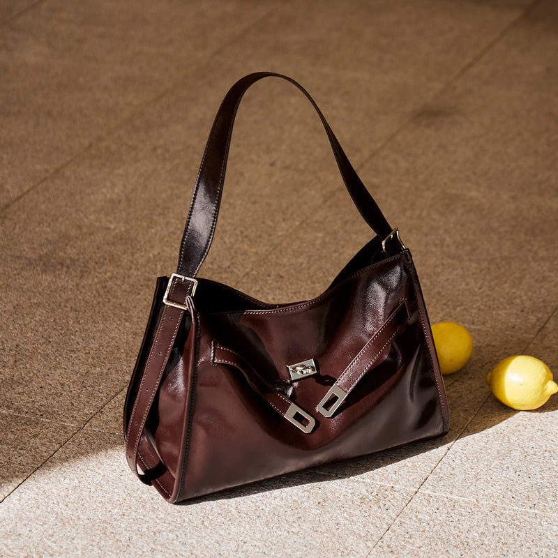 Luxe Slouch Lock Shoulder Bag