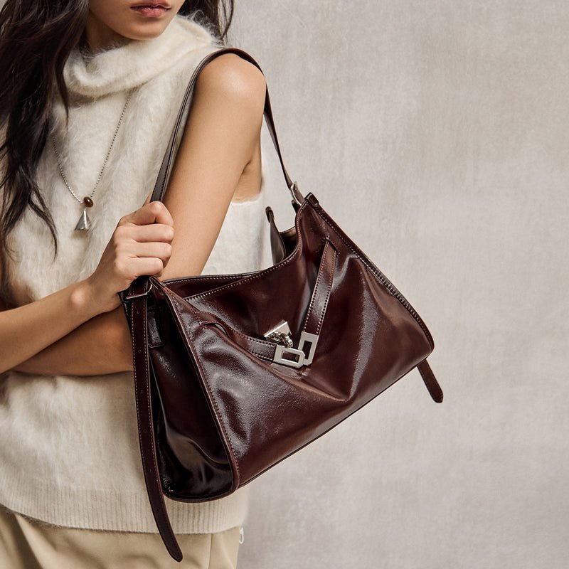Luxe Slouch Lock Shoulder Bag