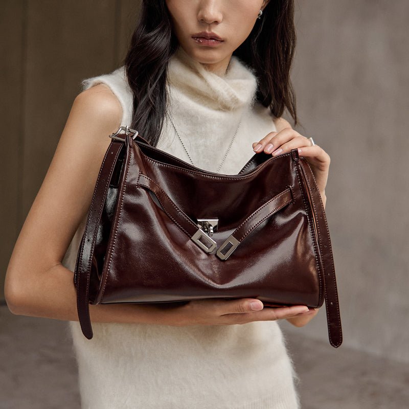 Luxe Slouch Lock Shoulder Bag